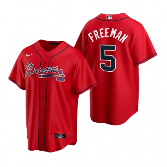 Mens Nike Atlanta Braves 5 Freddie Freeman Red Alternate Stitched Baseball Jerse Mens Nike Atlanta Braves 5 Freddie Freeman Red Alternate Stitched Baseball Jerse