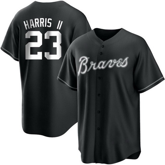 Men's Replica Michael Harris II Atlanta Braves White Black Jersey Men's Replica Michael Harris II Atlanta Braves White Black Jersey