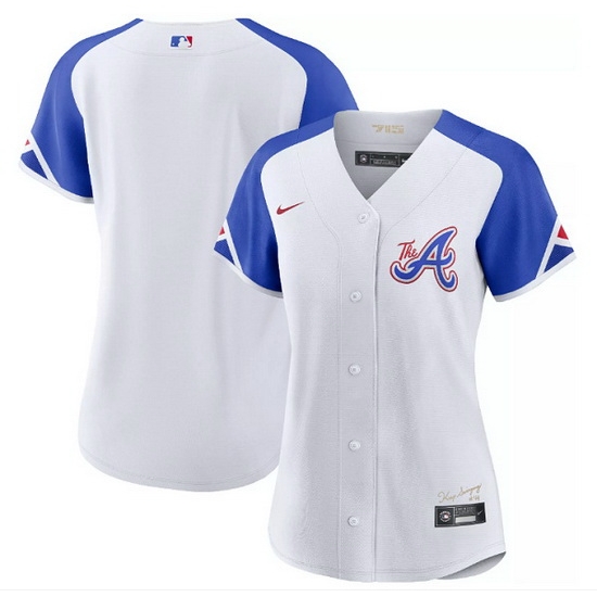 Women Atlanta Braves Blank White 2023 City Connect Stitched Baseball Jersey Women Atlanta Braves Blank White 2023 City Connect Stitched Baseball Jersey