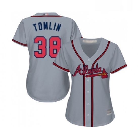 Womens Atlanta Braves 38 Josh Tomlin Replica Grey Road Cool Base Baseball Jersey Womens Atlanta Braves 38 Josh Tomlin Replica Grey Road Cool Base Baseball Jersey