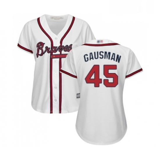 Womens Atlanta Braves 45 Kevin Gausman Replica White Home Cool Base Baseball Jersey Womens Atlanta Braves 45 Kevin Gausman Replica White Home Cool Base Baseball Jersey