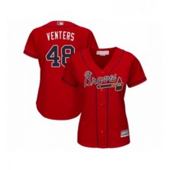 Womens Atlanta Braves 48 Jonny Venters Replica Red Alternate Cool Base Baseball Jersey Womens Atlanta Braves 48 Jonny Venters Replica Red Alternate Cool Base Baseball Jersey