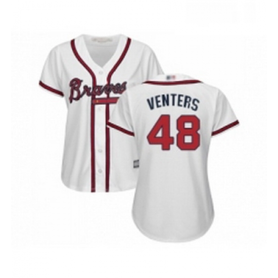 Womens Atlanta Braves 48 Jonny Venters Replica White Home Cool Base Baseball Jersey Womens Atlanta Braves 48 Jonny Venters Replica White Home Cool Base Baseball Jersey