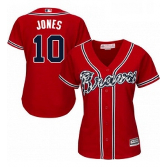 Womens Majestic Atlanta Braves 10 Chipper Jones Authentic Red Alternate Cool Base MLB Jersey Womens Majestic Atlanta Braves 10 Chipper Jones Authentic Red Alternate Cool Base MLB Jersey