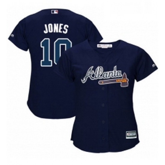 Womens Majestic Atlanta Braves 10 Chipper Jones Replica Blue Alternate Road Cool Base MLB Jersey Womens Majestic Atlanta Braves 10 Chipper Jones Replica Blue Alternate Road Cool Base MLB Jersey