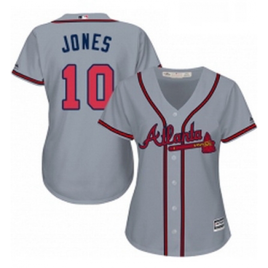 Womens Majestic Atlanta Braves 10 Chipper Jones Replica Grey Road Cool Base MLB Jersey Womens Majestic Atlanta Braves 10 Chipper Jones Replica Grey Road Cool Base MLB Jersey
