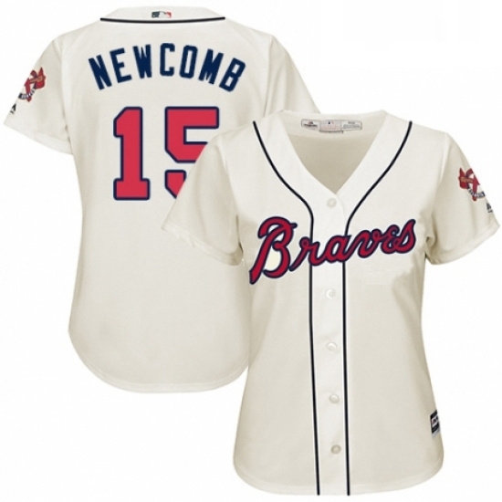 Womens Majestic Atlanta Braves 15 Sean Newcomb Authentic Cream Alternate 2 Cool Base MLB Jersey Womens Majestic Atlanta Braves 15 Sean Newcomb Authentic Cream Alternate 2 Cool Base MLB Jersey