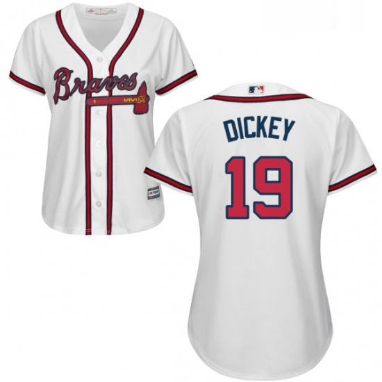 Womens Majestic Atlanta Braves 19 RA Dickey Replica White Home Cool Base MLB Jersey Womens Majestic Atlanta Braves 19 RA Dickey Replica White Home Cool Base MLB Jersey