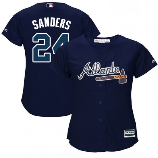 Womens Majestic Atlanta Braves 24 Deion Sanders Authentic Blue Alternate Road Cool Base MLB Jersey Womens Majestic Atlanta Braves 24 Deion Sanders Authentic Blue Alternate Road Cool Base MLB Jersey
