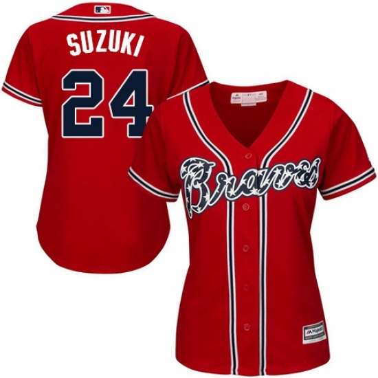 Womens Majestic Atlanta Braves 24 Kurt Suzuki Replica Red Alternate Cool Base MLB Jersey Womens Majestic Atlanta Braves 24 Kurt Suzuki Replica Red Alternate Cool Base MLB Jersey