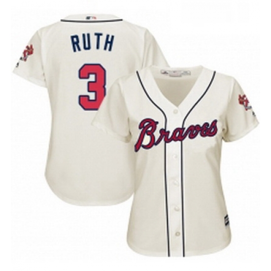 Womens Majestic Atlanta Braves 3 Babe Ruth Authentic Cream Alternate 2 Cool Base MLB Jersey Womens Majestic Atlanta Braves 3 Babe Ruth Authentic Cream Alternate 2 Cool Base MLB Jersey