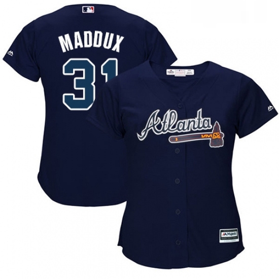 Womens Majestic Atlanta Braves 31 Greg Maddux Authentic Blue Alternate Road Cool Base MLB Jersey Womens Majestic Atlanta Braves 31 Greg Maddux Authentic Blue Alternate Road Cool Base MLB Jersey