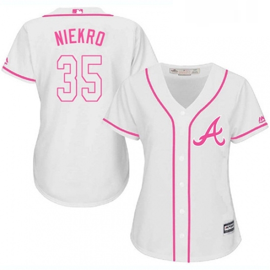 Womens Majestic Atlanta Braves 35 Phil Niekro Replica White Fashion Cool Base MLB Jersey Womens Majestic Atlanta Braves 35 Phil Niekro Replica White Fashion Cool Base MLB Jersey