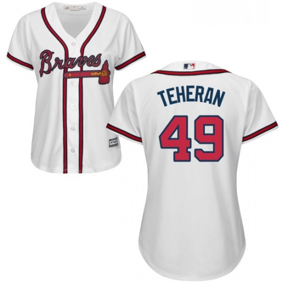 Womens Majestic Atlanta Braves 49 Julio Teheran Replica White Home Cool Base MLB Jersey Womens Majestic Atlanta Braves 49 Julio Teheran Replica White Home Cool Base MLB Jersey