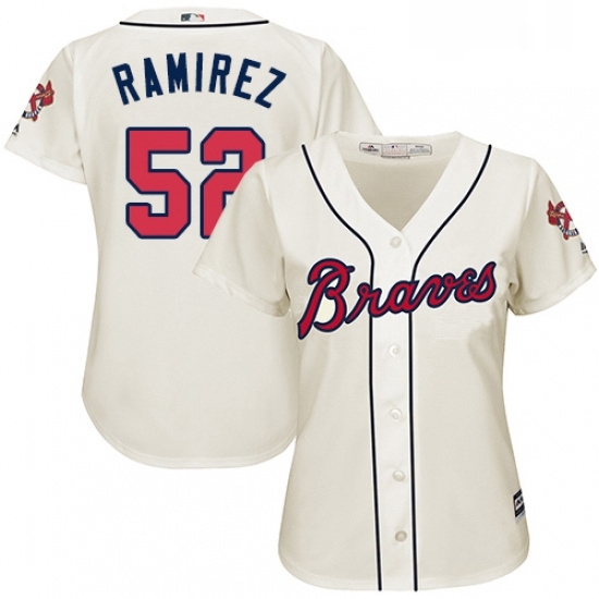 Womens Majestic Atlanta Braves 52 Jose Ramirez Authentic Cream Alternate 2 Cool Base MLB Jersey Womens Majestic Atlanta Braves 52 Jose Ramirez Authentic Cream Alternate 2 Cool Base MLB Jersey
