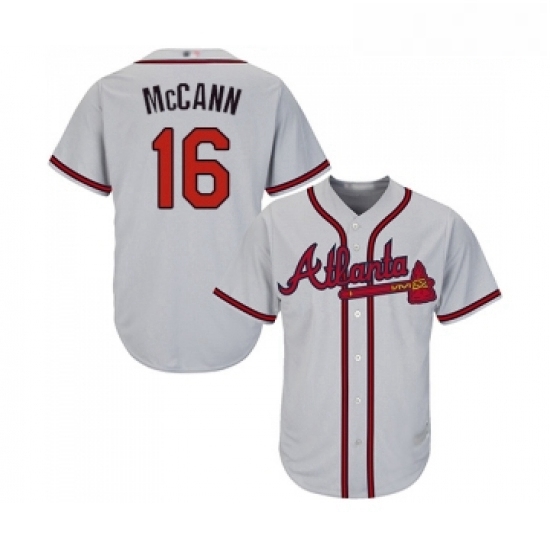 Youth Atlanta Braves 16 Brian McCann Replica Grey Road Cool Base Baseball Jersey Youth Atlanta Braves 16 Brian McCann Replica Grey Road Cool Base Baseball Jersey