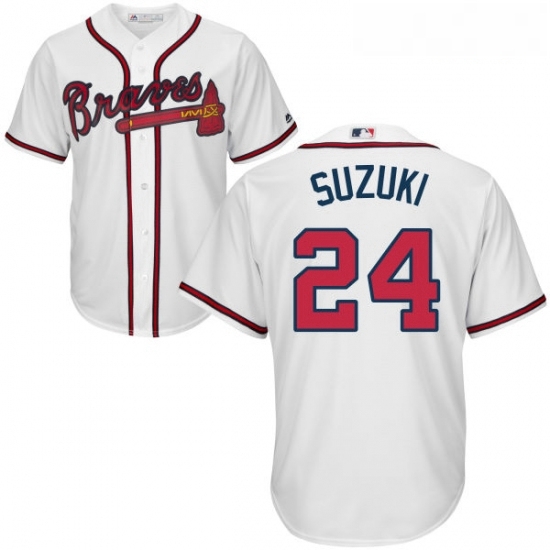 Youth Majestic Atlanta Braves 24 Kurt Suzuki Replica White Home Cool Base MLB Jersey Youth Majestic Atlanta Braves 24 Kurt Suzuki Replica White Home Cool Base MLB Jersey