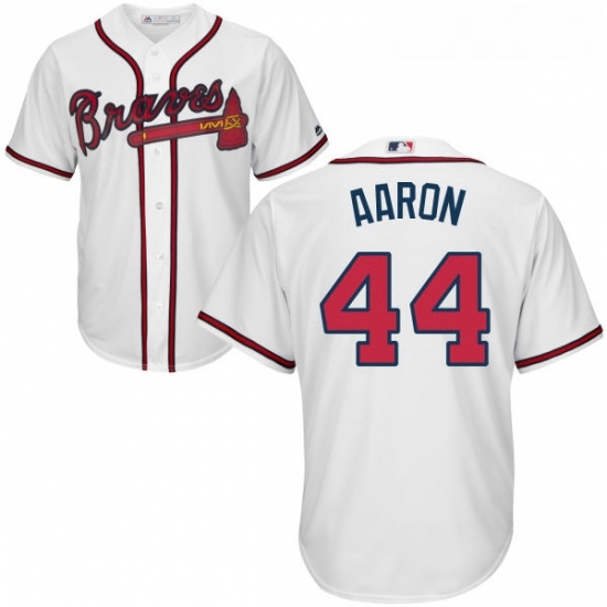 Youth Majestic Atlanta Braves 44 Hank Aaron Replica White Home Cool Base MLB Jersey Youth Majestic Atlanta Braves 44 Hank Aaron Replica White Home Cool Base MLB Jersey