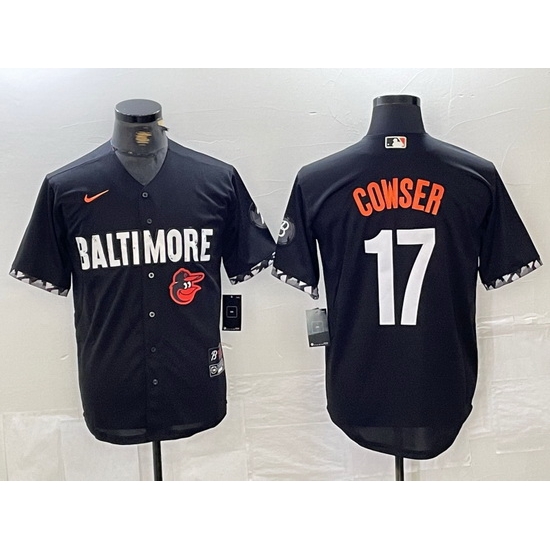 Men Baltimore Orioles 17 Colton Cowser Black 2023 City Connect Cool Base Stitched Baseball Jersey 1 Men Baltimore Orioles 17 Colton Cowser Black 2023 City Connect Cool Base Stitched Baseball Jersey 1