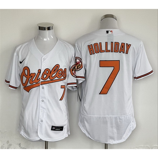 Men Baltimore Orioles 7 Jackson Holliday White Flex Base Stitched Baseball Jersey Men Baltimore Orioles 7 Jackson Holliday White Flex Base Stitched Baseball Jersey