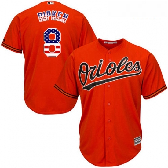 Mens Majestic Baltimore Orioles 8 Cal Ripken Authentic Orange USA Flag Fashion MLB Jersey Mens Majestic Baltimore Orioles 8 Cal Ripken Authentic Orange USA Flag Fashion MLB Jersey
