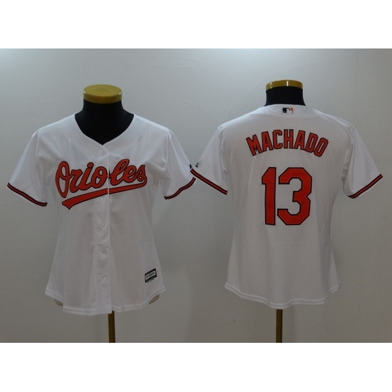 Women Baltimore Orioles 13 Manny Machado White Cool Base Stitched Jerse Women Baltimore Orioles 13 Manny Machado White Cool Base Stitched Jerse