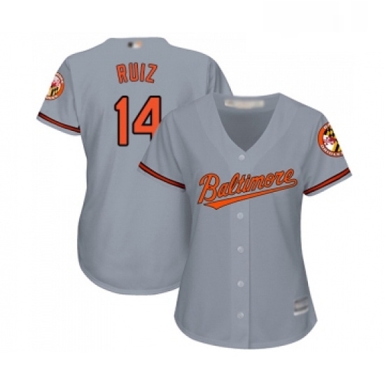 Womens Baltimore Orioles 14 Rio Ruiz Replica Grey Road Cool Base Baseball Jersey Womens Baltimore Orioles 14 Rio Ruiz Replica Grey Road Cool Base Baseball Jersey