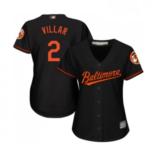 Womens Baltimore Orioles 2 Jonathan Villar Replica Black Alternate Cool Base Baseball Jersey Womens Baltimore Orioles 2 Jonathan Villar Replica Black Alternate Cool Base Baseball Jersey