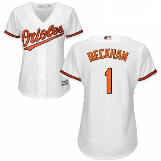 Womens Majestic Baltimore Orioles 1 Tim Beckham Replica White Home Cool Base MLB Jersey Womens Majestic Baltimore Orioles 1 Tim Beckham Replica White Home Cool Base MLB Jersey