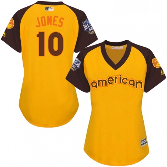 Womens Majestic Baltimore Orioles 10 Adam Jones Authentic Yellow 2016 All Star American League BP Cool Base MLB Jersey Womens Majestic Baltimore Orioles 10 Adam Jones Authentic Yellow 2016 All Star American League BP Cool Base MLB Jersey
