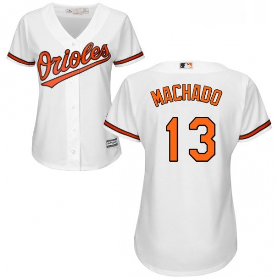 Womens Majestic Baltimore Orioles 13 Manny Machado Replica White Home Cool Base MLB Jersey Womens Majestic Baltimore Orioles 13 Manny Machado Replica White Home Cool Base MLB Jersey