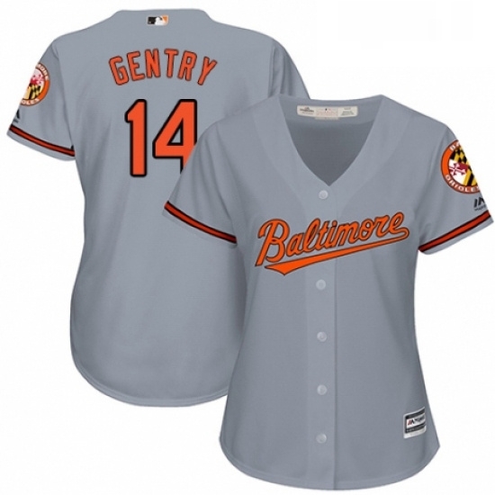 Womens Majestic Baltimore Orioles 14 Craig Gentry Replica Grey Road Cool Base MLB Jersey Womens Majestic Baltimore Orioles 14 Craig Gentry Replica Grey Road Cool Base MLB Jersey