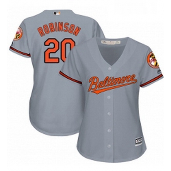 Womens Majestic Baltimore Orioles 20 Frank Robinson Replica Grey Road Cool Base MLB Jersey Womens Majestic Baltimore Orioles 20 Frank Robinson Replica Grey Road Cool Base MLB Jersey