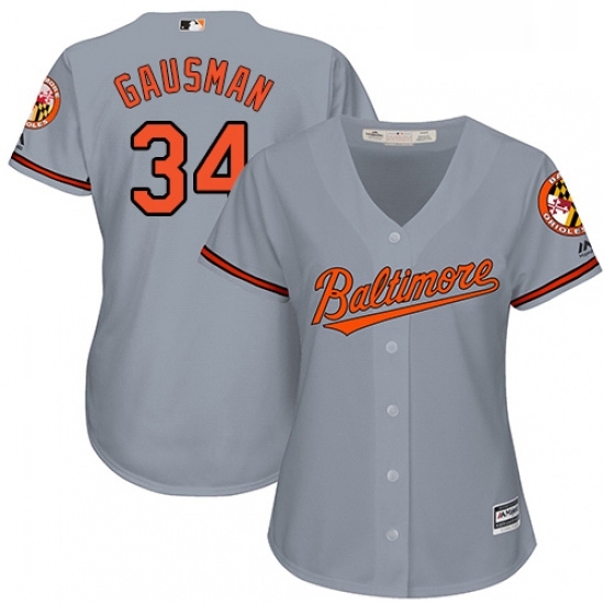 Womens Majestic Baltimore Orioles 34 Kevin Gausman Replica Grey Road Cool Base MLB Jersey Womens Majestic Baltimore Orioles 34 Kevin Gausman Replica Grey Road Cool Base MLB Jersey