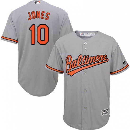 Youth Majestic Baltimore Orioles 10 Adam Jones Replica Grey Road Cool Base MLB Jersey Youth Majestic Baltimore Orioles 10 Adam Jones Replica Grey Road Cool Base MLB Jersey