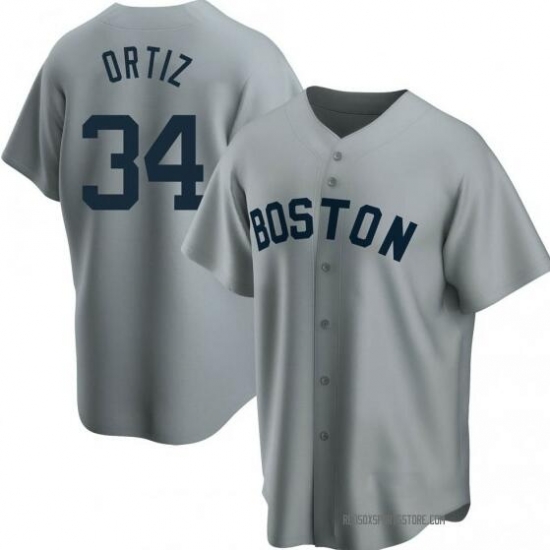 Men Boston Red Sox David Ortiz Gray Replica Road Cooperstown Collection Player Jersey Men Boston Red Sox David Ortiz Gray Replica Road Cooperstown Collection Player Jersey