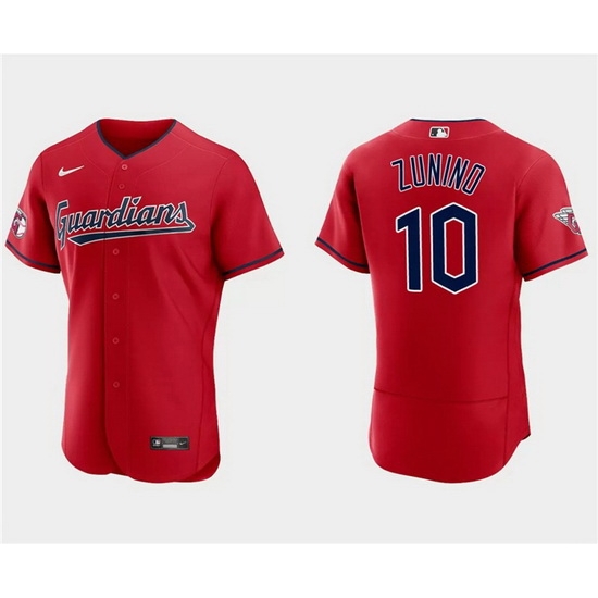 Men Cleveland Guardians 10 Mike Zunino Red Flex Base Stitched Jersey Men Cleveland Guardians 10 Mike Zunino Red Flex Base Stitched Jersey