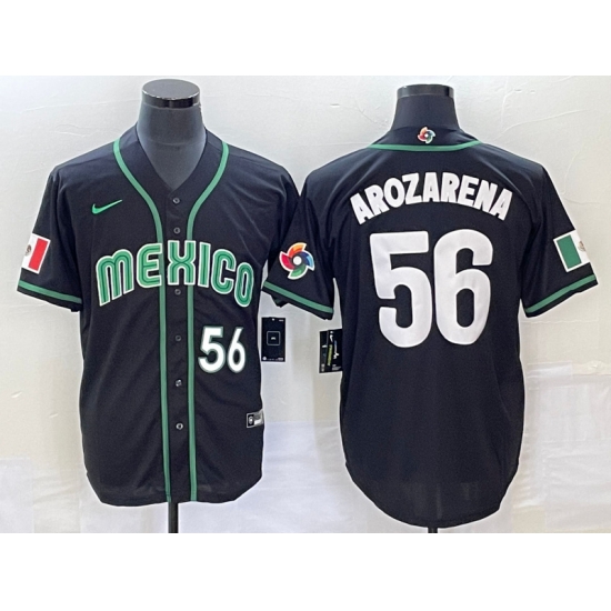 Men Mexico Baseball 56 Randy Arozarena 2023 Black World Baseball Classic Stitched Jersey 1 Men Mexico Baseball 56 Randy Arozarena 2023 Black World Baseball Classic Stitched Jersey 1