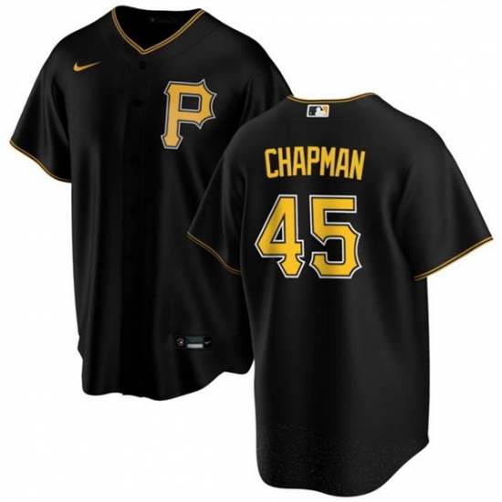 Men Pittsburgh Pirates 45 Aroldis Chapman Black Cool Base Stitched Baseball Jersey Men Pittsburgh Pirates 45 Aroldis Chapman Black Cool Base Stitched Baseball Jersey