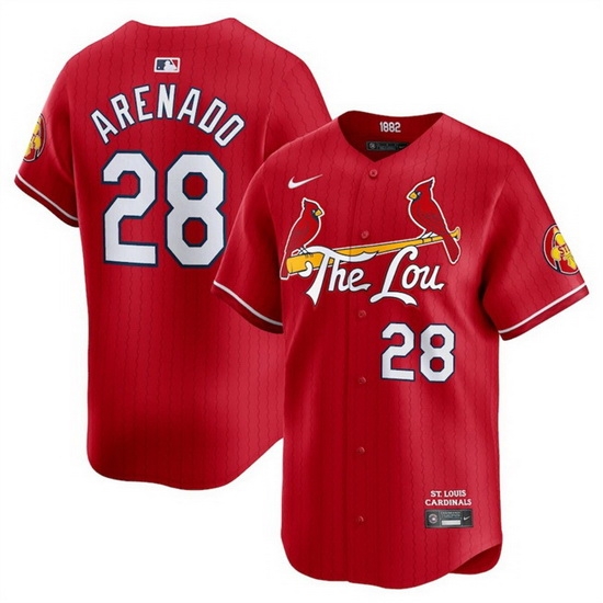 Men St Louis Cardinals 28 Nolan Arenado Red 2024 City Connect Limited Stitched Baseball Jersey Men St Louis Cardinals 28 Nolan Arenado Red 2024 City Connect Limited Stitched Baseball Jersey