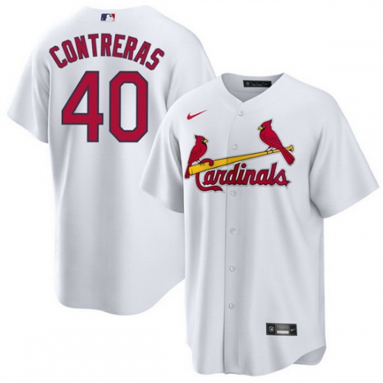 Men St Louis Cardinals 40 Willson Contreras White Cool Base Stitched Jersey Men St Louis Cardinals 40 Willson Contreras White Cool Base Stitched Jersey