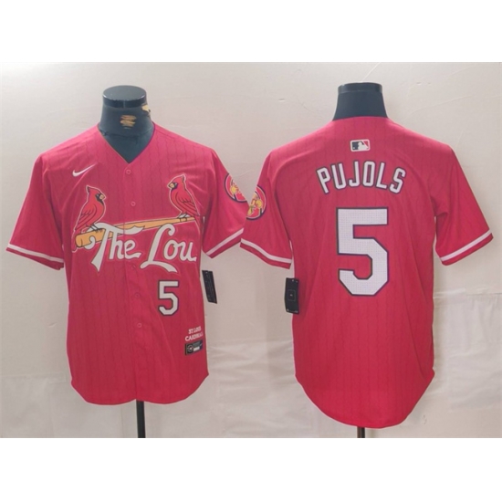 Men St Louis Cardinals 5 Albert Pujols Red 2024 City Connect Stitched Baseball Jersey Men St Louis Cardinals 5 Albert Pujols Red 2024 City Connect Stitched Baseball Jersey