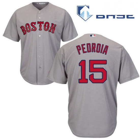 Mens Majestic Boston Red Sox 15 Dustin Pedroia Replica Grey Road Cool Base MLB Jersey Mens Majestic Boston Red Sox 15 Dustin Pedroia Replica Grey Road Cool Base MLB Jersey