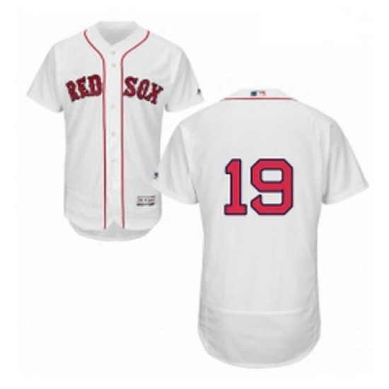 Mens Majestic Boston Red Sox 19 Fred Lynn White Home Flex Base Authentic Collection MLB Jersey