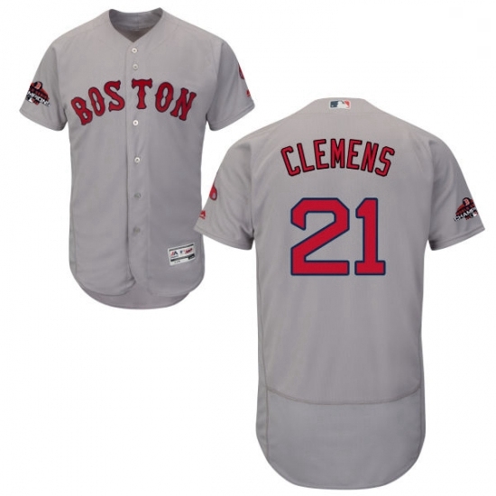 Mens Majestic Boston Red Sox 21 Roger Clemens Grey Road Flex Base Authentic Collection 2018 World Series Jersey Mens Majestic Boston Red Sox 21 Roger Clemens Grey Road Flex Base Authentic Collection 2018 World Series Jersey