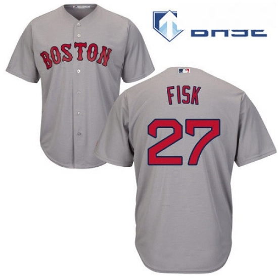 Mens Majestic Boston Red Sox 27 Carlton Fisk Replica Grey Road Cool Base MLB Jersey Mens Majestic Boston Red Sox 27 Carlton Fisk Replica Grey Road Cool Base MLB Jersey