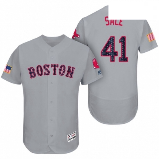 Mens Majestic Boston Red Sox 41 Chris Sale Grey Stars amp Stripes Authentic Collection Flex Base MLB Jersey Mens Majestic Boston Red Sox 41 Chris Sale Grey Stars amp Stripes Authentic Collection Flex Base MLB Jersey