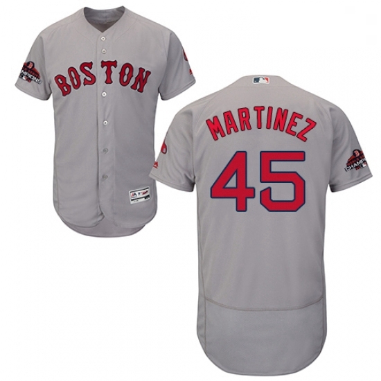 Mens Majestic Boston Red Sox 45 Pedro Martinez Grey Road Flex Base Authentic Collection 2018 World Series Jersey Mens Majestic Boston Red Sox 45 Pedro Martinez Grey Road Flex Base Authentic Collection 2018 World Series Jersey