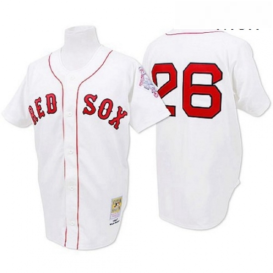 Mens Mitchell and Ness 1987 Boston Red Sox 26 Wade Boggs Authentic White Throwback MLB Jersey Mens Mitchell and Ness 1987 Boston Red Sox 26 Wade Boggs Authentic White Throwback MLB Jersey
