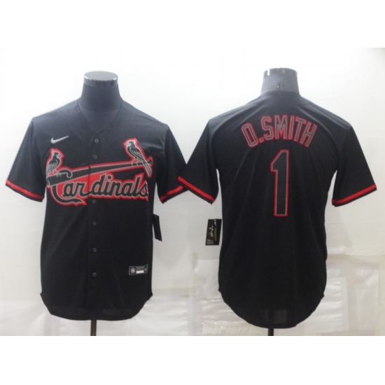 Men's St Louis Cardinals #1 Ozzie Smith Lights Out Black Fashion Stitched MLB Cool Base Nike Jersey Men's St Louis Cardinals #1 Ozzie Smith Lights Out Black Fashion Stitched MLB Cool Base Nike Jersey